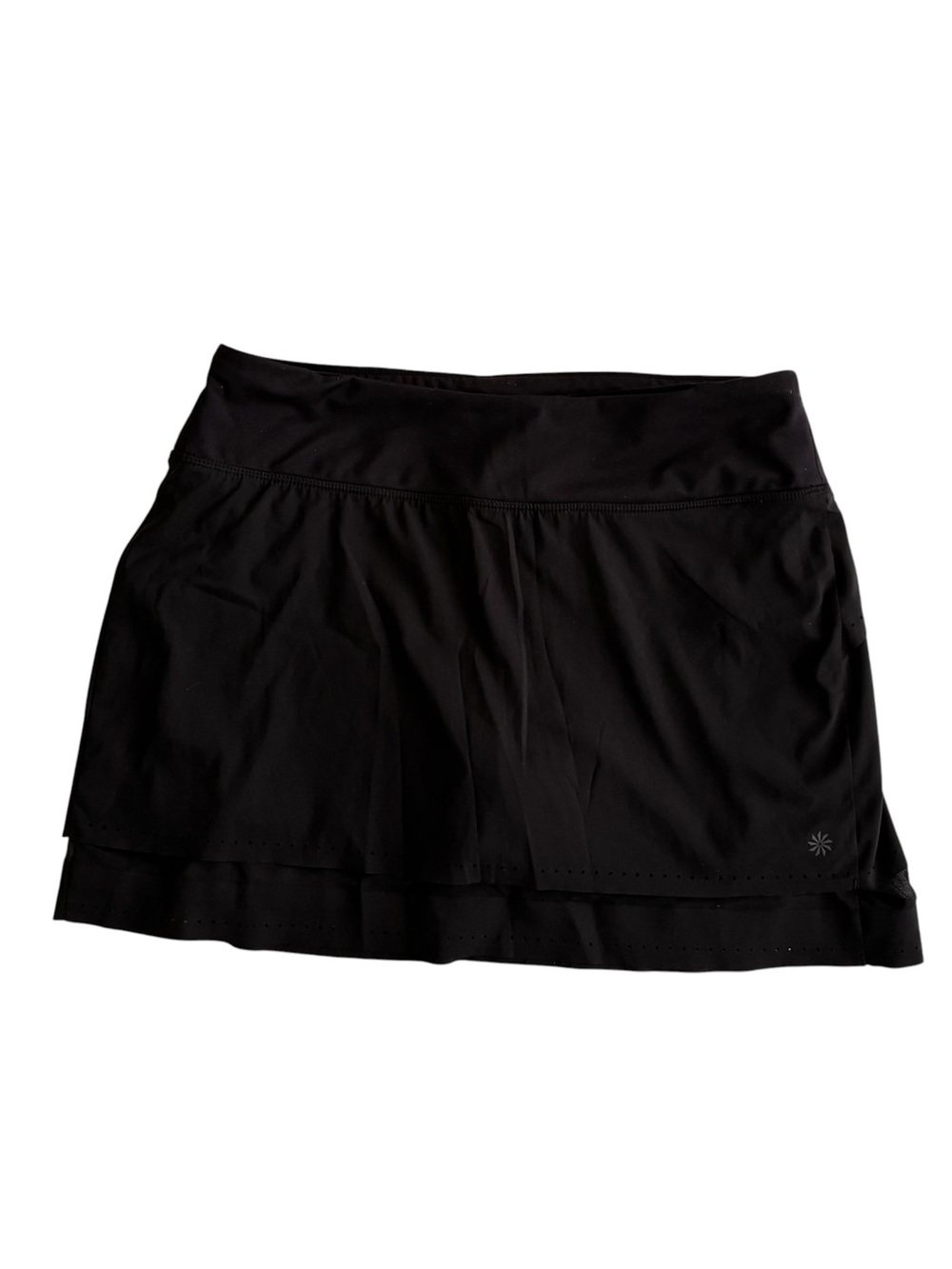 Athleta Laser Run Skort Black Layered Perforated Tennis Pickleball S/210532 Sz S